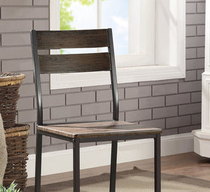 English Elm Simple Industrial Metal Frame 5pc Dining Set with Weathered Wood Top and Comfortable Side Chairs Antique brown,Black 46 L x 30 W x 5 H B011P320849