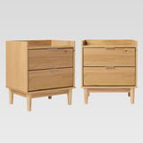 20" Solid Wood 2-Drawer Nightstand - Set of 2 Natural Pine LEEB4CNP-2PK Walker Edison