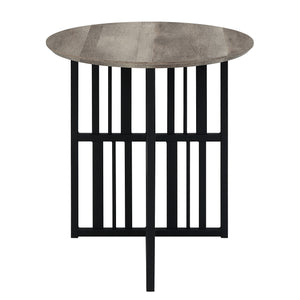 English Elm Antique Oval End Table With Black Metal Base - Vintage Charm Meets Modern Stability For Any Space B062P209140