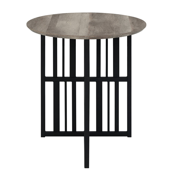 English Elm Antique Oval End Table With Black Metal Base - Vintage Charm Meets Modern Stability For Any Space B062P209140