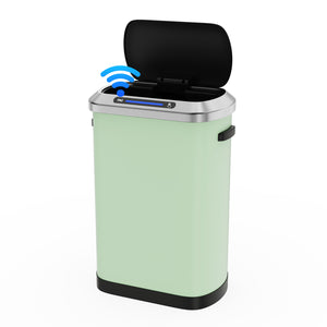 English Elm 50L Smart automatic Trash Can with Silent Slow-Close Lid, Motion Sensor, Durable 0.45mm Steel Body Mint Green W1550P247982