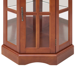 English Elm Corner Curio Cabinet with 5 Shelves and Built-In Lighting, Glass Display Case for Home Décor and Collectibles, Space-Saving Corner Accent (47x21x10.75) Walnut W1693P183978