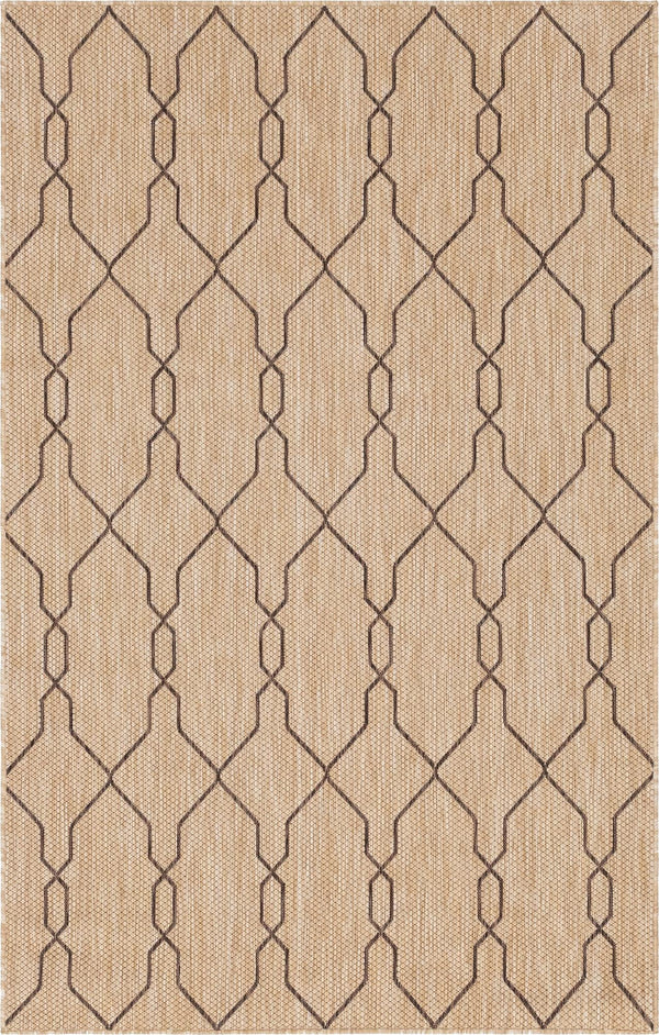 Unique Loom Outdoor Trellis Links Trellis Machine Made Trellis Rug Natural, Brown/Ivory 5' 1" x 8' 0"