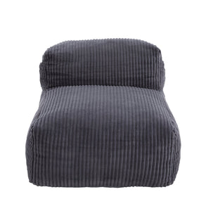 English Elm Big Corduroy Lounger Bean Bag with Ottoman Memory Foam Fill for Living Room Dark Gray W395P435355