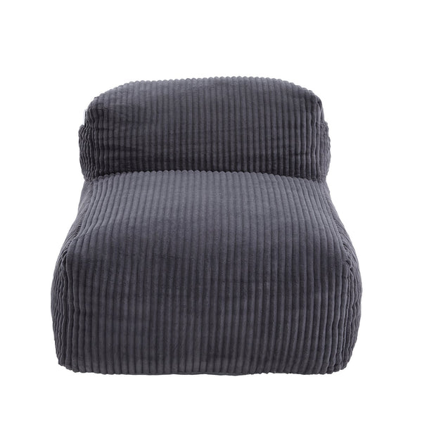 English Elm Big Corduroy Lounger Bean Bag with Ottoman Memory Foam Fill for Living Room Dark Gray W395P435355