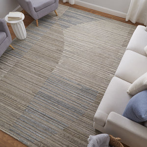 Feizy Rugs Elias Handwoven Abstract Area Rug - Modern Elegance With Gray, Blue, And Ivory For Stylish Decor Brown,Blue,Tan Viscose,Wool Els69fxfgryivyj00