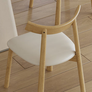 English Elm Set of 2 Armless Wood Dining Chairs Leather Cushioned Ergonomic Curved Back Natural W2700P388274