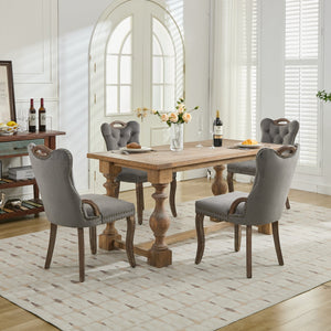 English Elm Velvet Hand-Tufted Dining Chair with Solid Wood Handles and Curved Legs, Vintage Copper Accents Gray W1143P338141