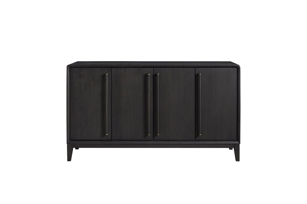 English Elm Peppercorn Server with 4 Storage Cabinets, Elm Veneer Finish, Power-Ready Design & Custom Hardware Black 68 L x 22 W x 34 H B2699P237504