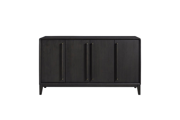 English Elm Peppercorn Server with 4 Storage Cabinets, Elm Veneer Finish, Power-Ready Design & Custom Hardware Black 68 L x 22 W x 34 H B2699P237504