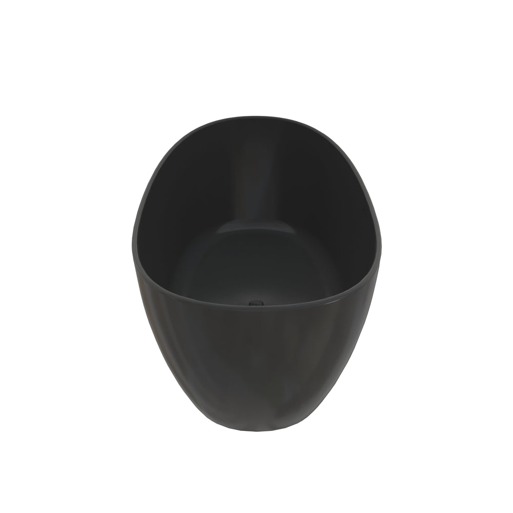 English Elm 65" Freestanding Soaking Bathtub Matte Black Stone Resin with Integrated Acrylic Shelf T3785P490214