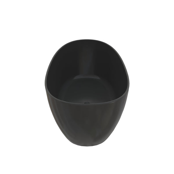 English Elm 65" Freestanding Soaking Bathtub Matte Black Stone Resin with Integrated Acrylic Shelf T3785P490214