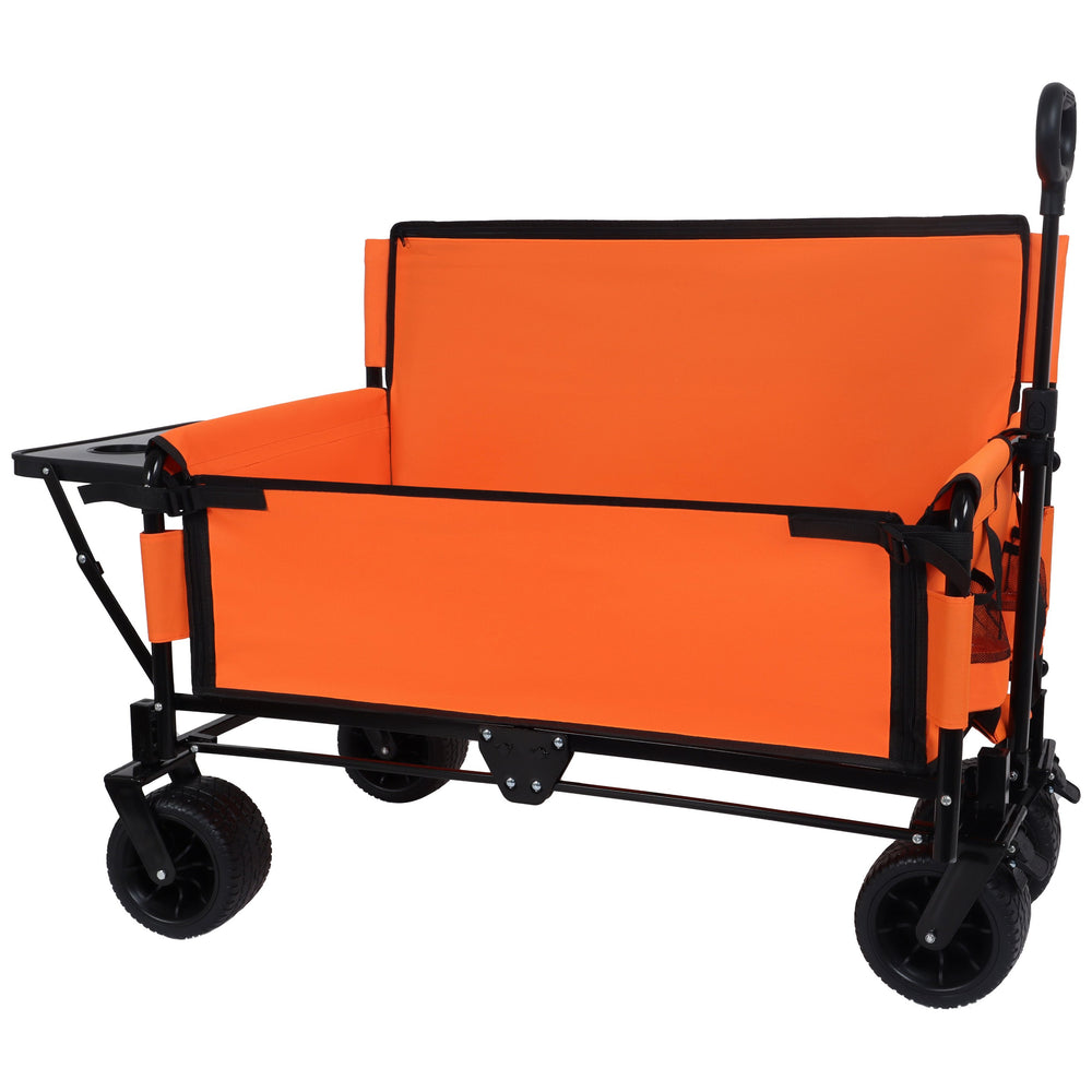 English Elm 3-in-1 Convertible Utility Wagon with Folding Tabletop Bench Seat All-terrain Wheels Orange W2932P320639