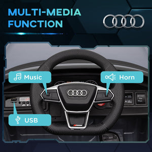English Elm Aosom Licensed Audi 12v Electric Ride on Toy Car with Remote Suspension and Lights Gray W2225P229543