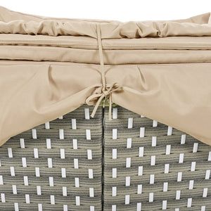 English Elm TOPMAX All-Weather Rattan Round Sectional Daybed with Retractable Canopy, Adjustable Table & Cushions Light Coffee SP100023AAC