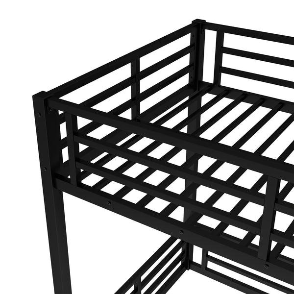 English Elm Metal Twin Xl Bunk Bed Frame - Heavy-Duty, Noise-Reduced Design For Kids, Teens & Adults, Black Finish W1580S00157