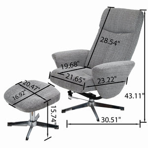 English Elm Swivel Faux Leather Manual Recliner with Ottoman Ergonomic Lounge Chair for Living Room W1622P460966