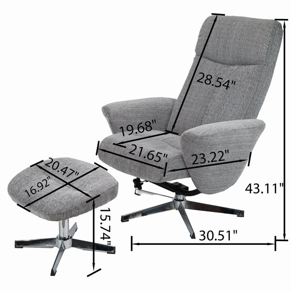 English Elm Swivel Faux Leather Manual Recliner with Ottoman Ergonomic Lounge Chair for Living Room W1622P460966