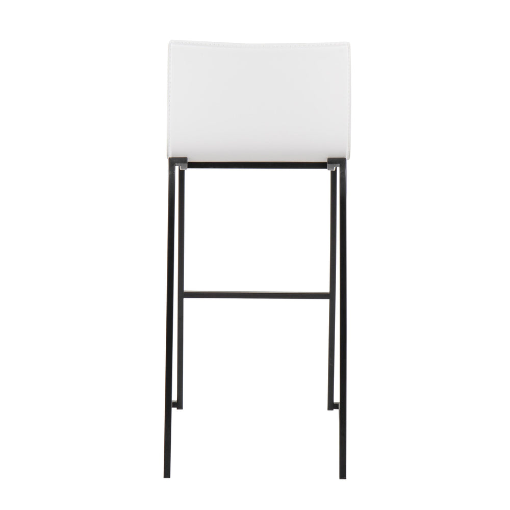 English Elm Mara Contemporary Barstool Set Of 2 In Black Steel & White Faux Leather - Stylish & Durable Seating B202P222236
