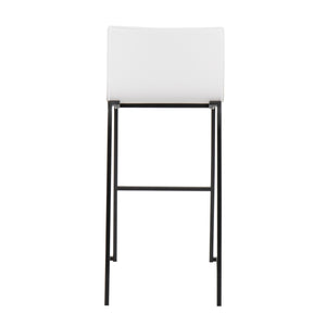 English Elm Mara Contemporary Barstool Set Of 2 In Black Steel & White Faux Leather - Stylish & Durable Seating B202P222236