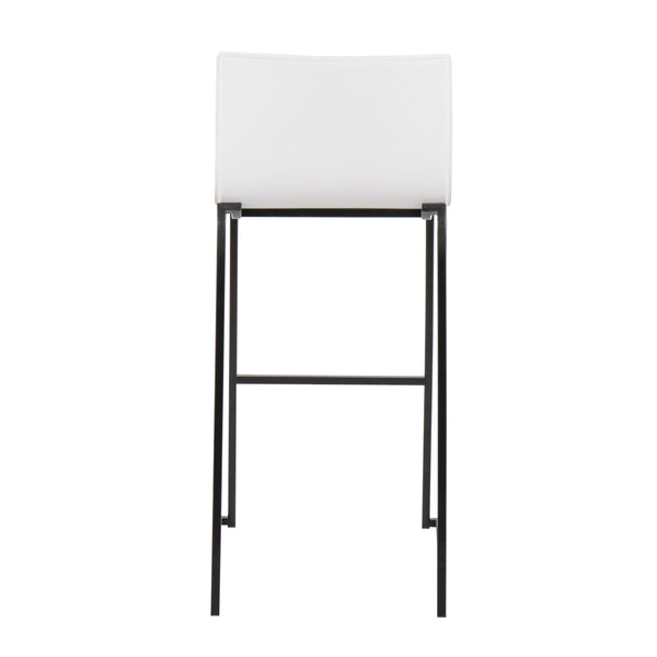 English Elm Mara Contemporary Barstool Set Of 2 In Black Steel & White Faux Leather - Stylish & Durable Seating B202P222236