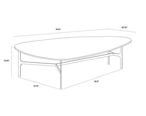 Sunpan Kiernan Coffee Table - Stylish Mid-Century Design with Curved Black Glass Top & Matte Metal Frame