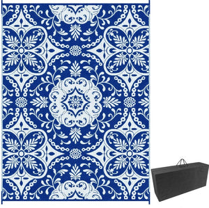 English Elm Portable Reversible Polypropylene Outdoor Rug Waterproof Floral Mat for Patio Camping T3971P421417