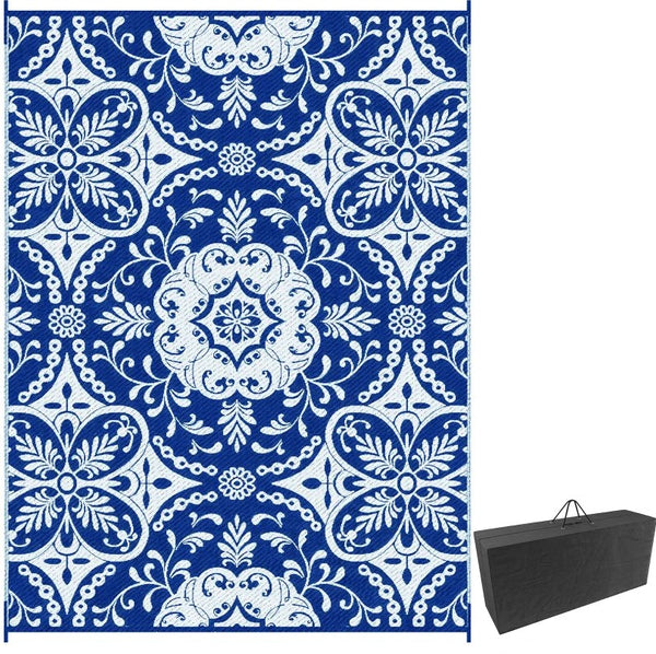 English Elm Portable Reversible Polypropylene Outdoor Rug Waterproof Floral Mat for Patio Camping T3971P421417