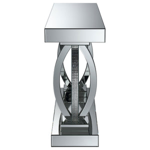 English Elm Drea Silver Mirrored Console Table 47" Modern Metallic Entryway Organizer with Reflective Elegance B062S00667