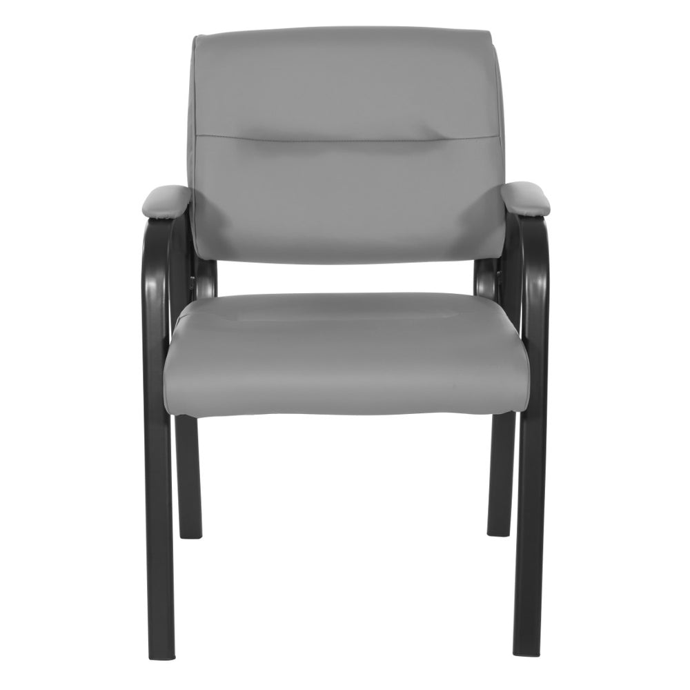OSP Home Furnishings Guest Chair with Padded Faux Leather Seat Steel Frame for Office Reception Visitors FL10274-U42
