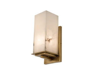 Sunpan Kinu Sconce - Handcrafted Wall Light with Durable Concrete and Elegant Curved Design for Any Space Antique Brass