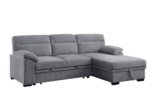 English Elm Kipling Chenille Sleeper Sectional with Storage Chaise and Built-in Usb Charging Light Gray B061S00832