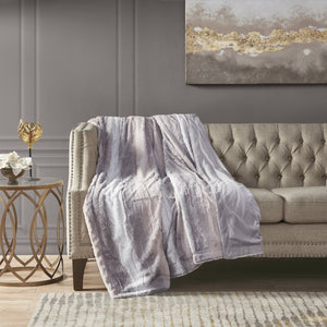 JLA Home Madison Park - Faux faux fur throw indulgent plush reversible faux mink blanket OEKO-TEX certified machine washable luxury Blush/Grey MP50-8526