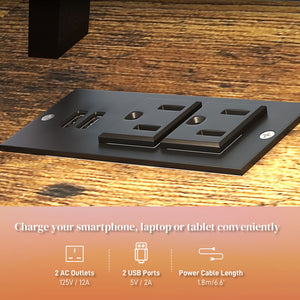 English Elm HOMCOM 61" Gaming Computer Desk with LED Strip, Dual Outlets & USB, Monitor Stand, Storage Drawers W2225P200372