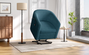 English Elm Power Lift Recliner Barrel Back Chenille Chair for Seniors with Footrest Pocket Blue N719P355911C