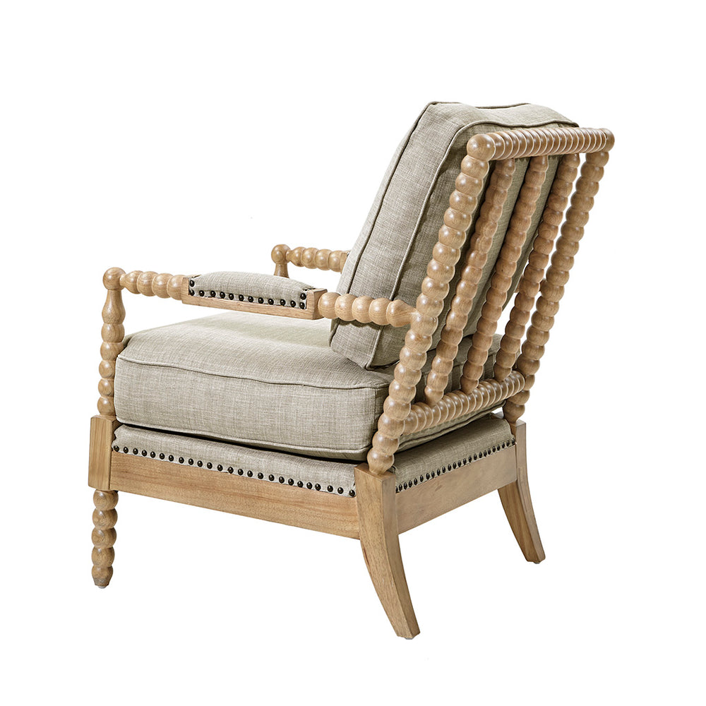 JLA Home Madison Park - Turned Wood Frame Armchair with Spindle Open-Back, Plush Layered Foam, Bronze Nailhead Trim Accent MP100-0785
