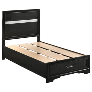 English Elm Urbana Black Twin Storage Panel Bed with Crystal Pulls & Glitter Trim, Slatted Platform, Drawers B062S00698