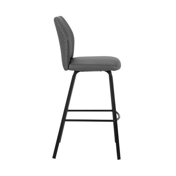 English Elm Mirano Stylish Gray Faux Leather Bar Stool With Sturdy Black Metal Frame – Perfect For Any Space! B2736P268620