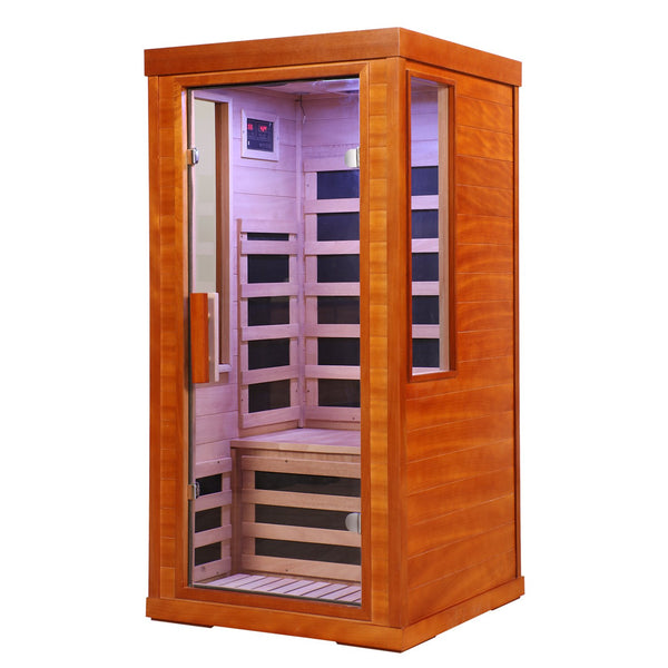 English Elm Sauna Room Front Wall Replacement Assembly with Full Glass Door for One Person Unit W3973P491778