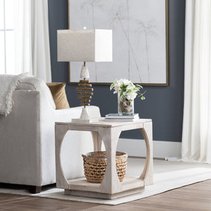 Crestview Collection Transitional Accent Table - Timeless Mango Wood Design With Stylish Curved Cutouts & Spacious Shelf Tan Solid Wood Cvfnr4215