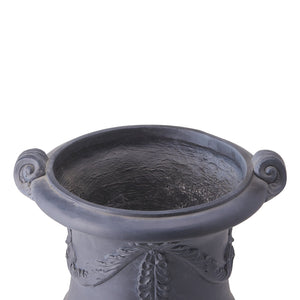 English Elm Elegant Handcrafted Mgo Floral Relief Garden Urn Planter with Antique White Finish Black N772P389441B