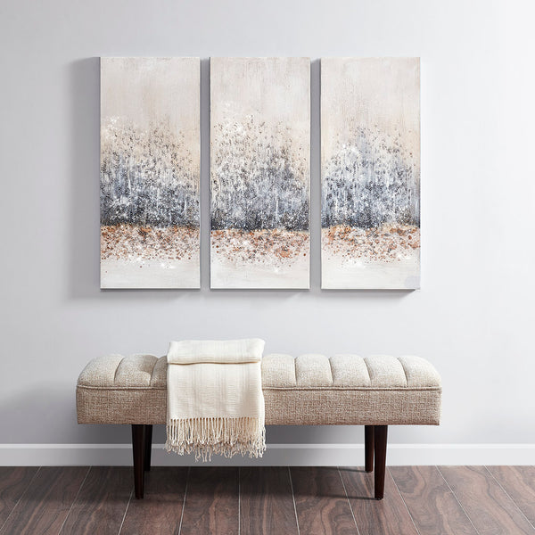 JLA Home Madison Park - Hand Embellished Modern 3-Piece Canvas Art Set with Textured Rock, Stone & Glitter Accents, 15x35 each MP95C-0172
