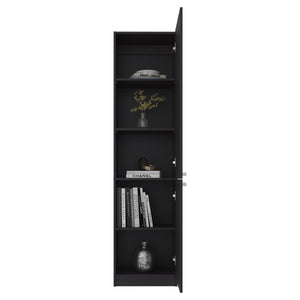 English Elm Butte Tall Two-tone Oak Bookcase with Concealed Doors and Open Shelves for Home Office B097P480464