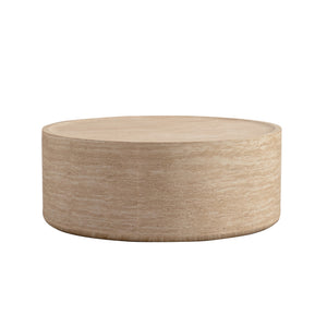English Elm 31.5'' Round Drum Coffee Table with Amber Mars Texture for Modern Living Rooms W3081P394278