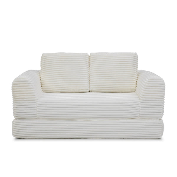English Elm 2-in-1 Corduroy Futon Loveseat Sleeper Modular Floor Couch for Studio Living Rooms Beige W1117P415675