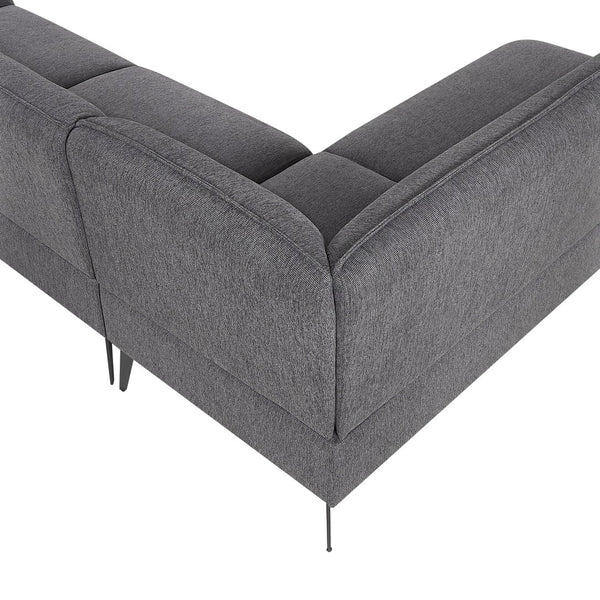 English Elm 106inch Large Combination Sofa F101 Two-Tone Chenille Fabric High-Rebound Seats Solid Wood Frame Metal Legs Black+Grey W1410S00010