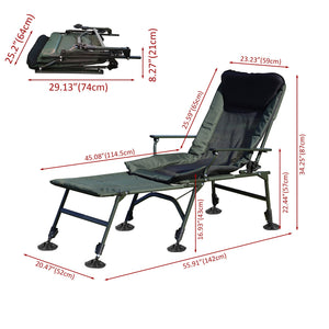 English Elm Camping Lounge Chair With Detachable Footrest - Portable, Adjustable Recliner For Comfort Outdoors W241106343