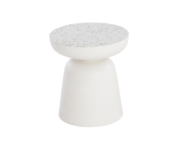 Sunpan Lucida End Table - Contemporary Concrete Design for Indoor and Covered Outdoor Spaces, Unique Style Terrazzo