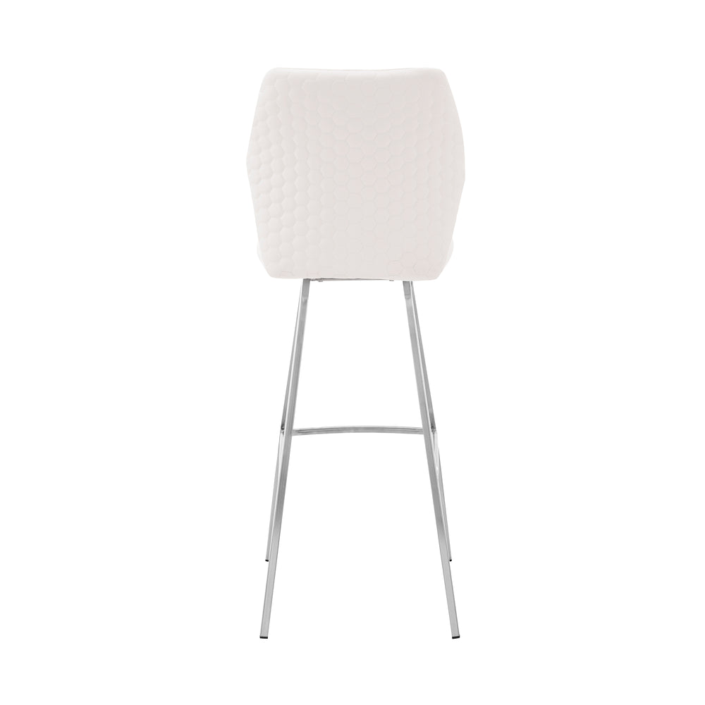 English Elm Mirano Modern White Faux Leather Bar Stool With Brushed Stainless Steel Frame - Stylish Comfort & Versatility B2736P268598