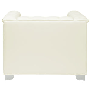 English Elm Earline Tuxedo Leatherette Accent Chair with Tufted Panels and Chrome Legs B062P441029